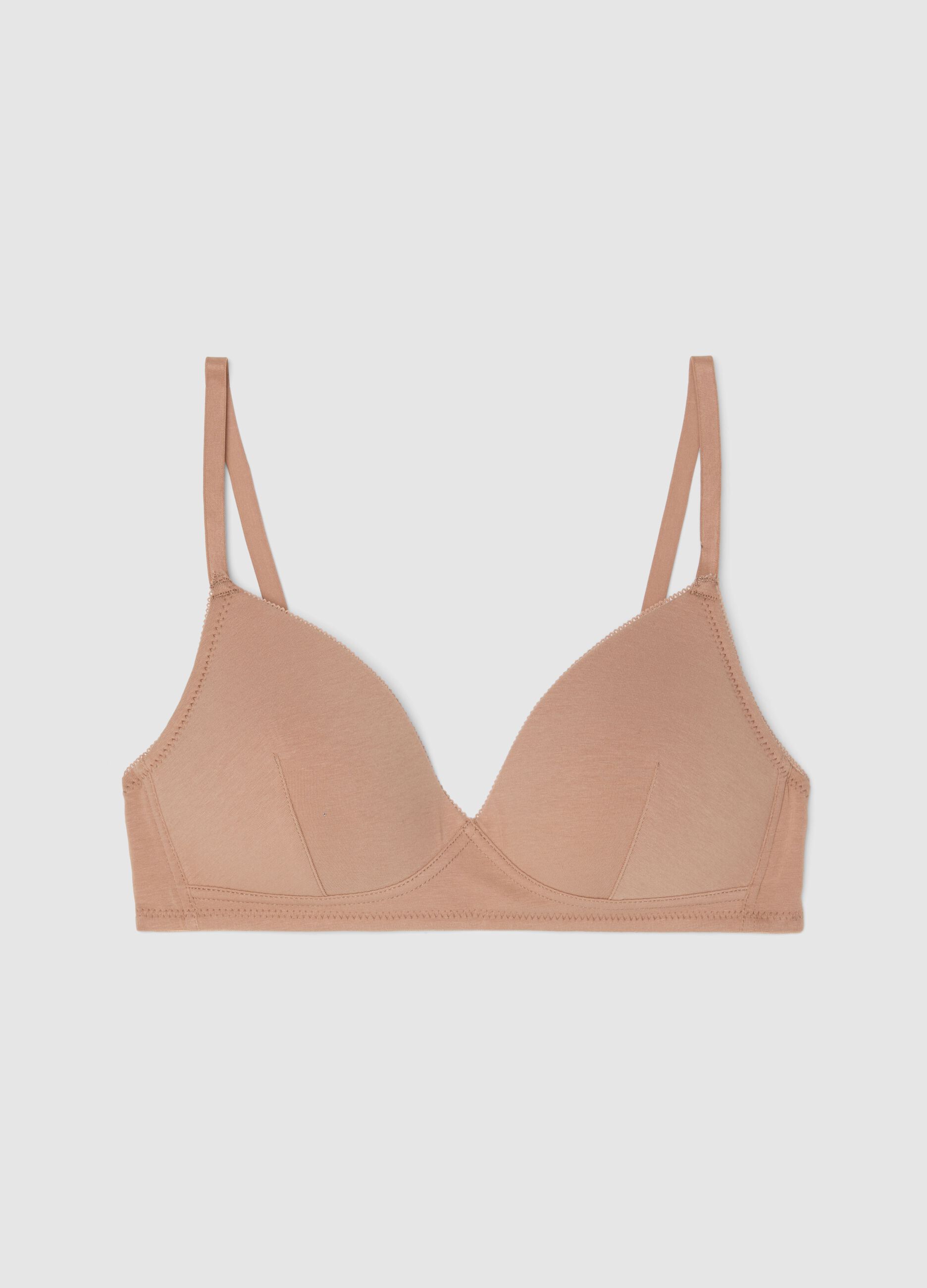 Beige stretch cotton bra with light padding