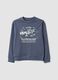 Grey pure cotton sweatshirt with front print for boys, relaxed fit_0