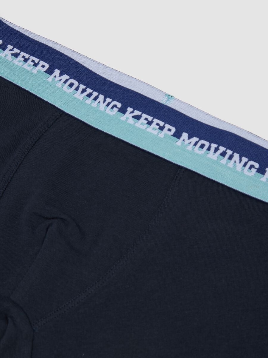 Triple pack of navy blue mid-length boys&rsquo; boxers in stretch organic cotton_2