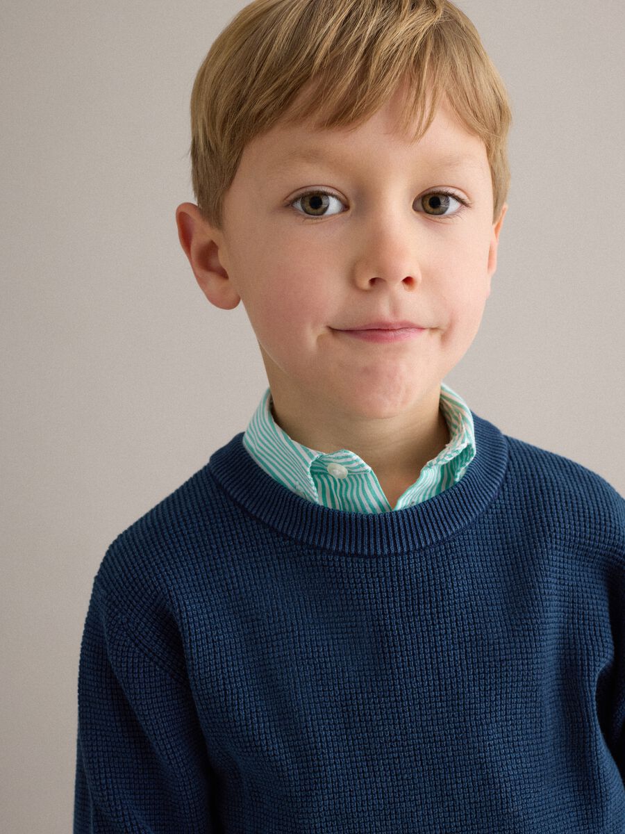 Children's regular fit blue crew neck pure cotton jumper_2