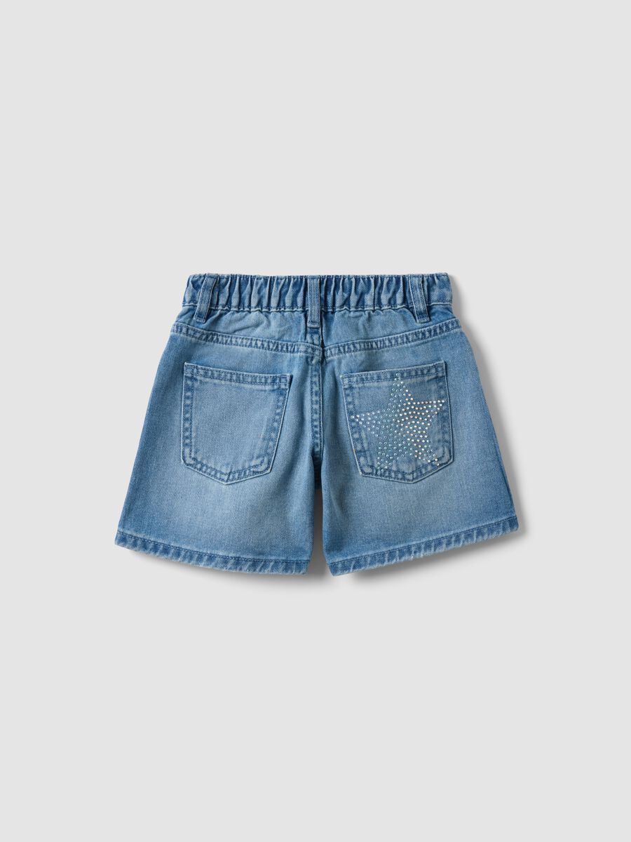 Blaue Denim-Shorts aus 100% Baumwolle f&uuml;r M&auml;dchen, Regular Fit, mit Stern_1