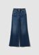 Blue high-waisted wide-leg stretch cotton jeans_4