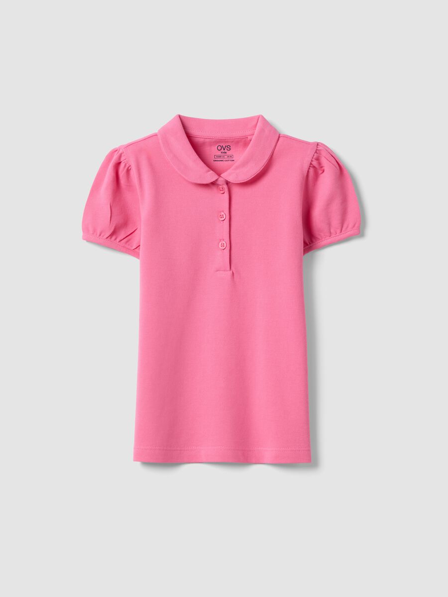 Pink pure cotton girl's polo shirt regular fit_0