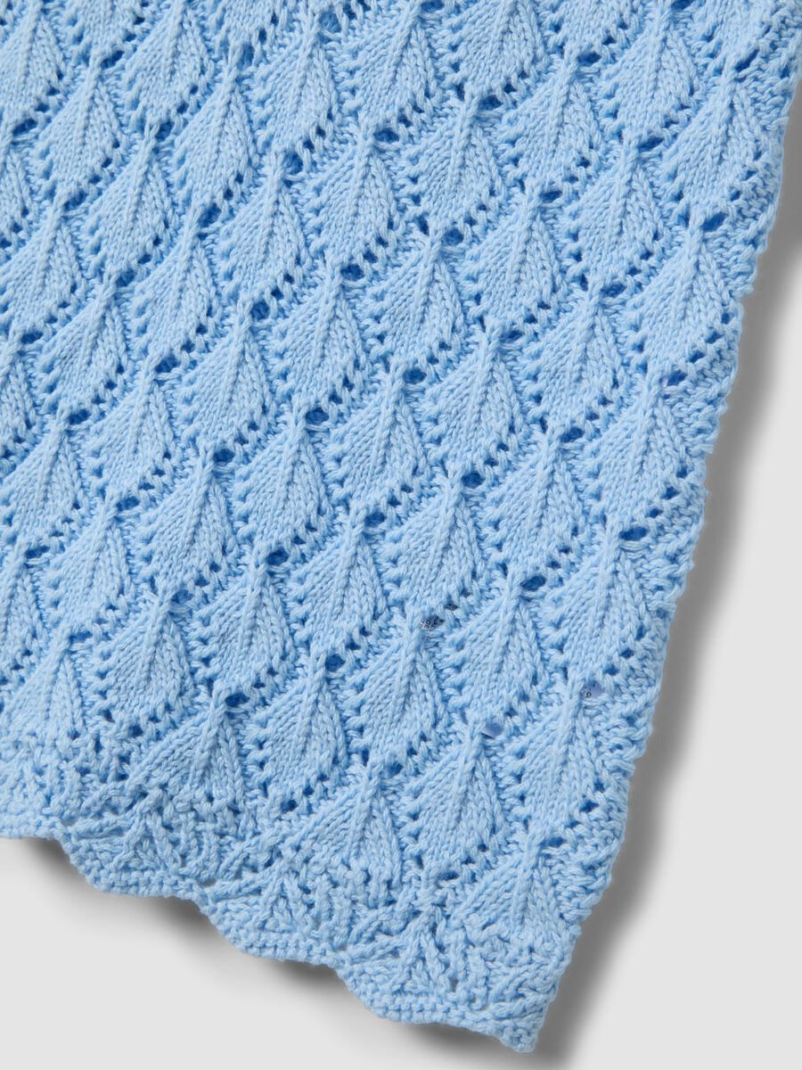 Sky-blue crochet waistcoat in pure cotton, regular fit_5