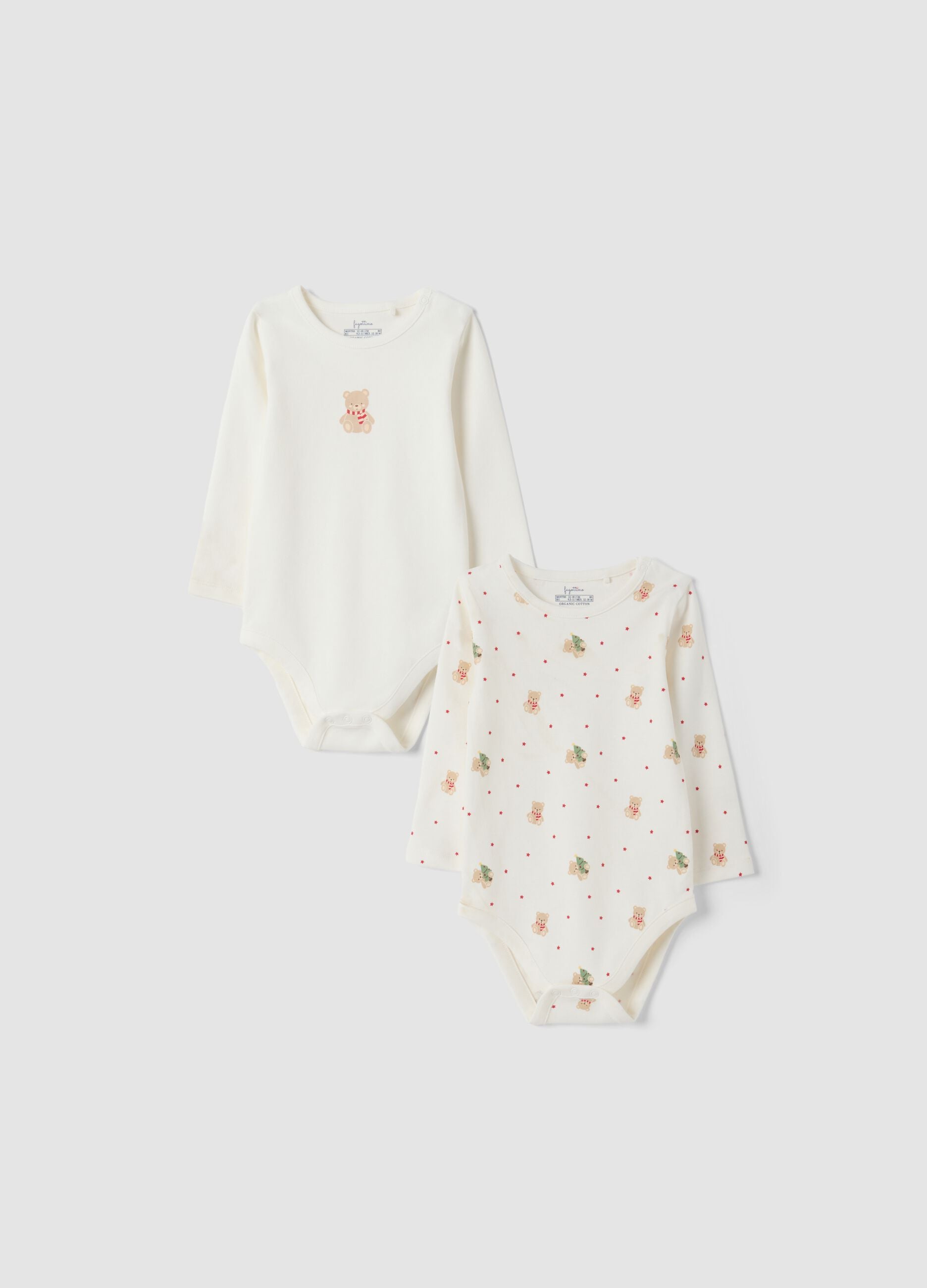 2-pack organic cotton crew-neck bodysuits in ivory white