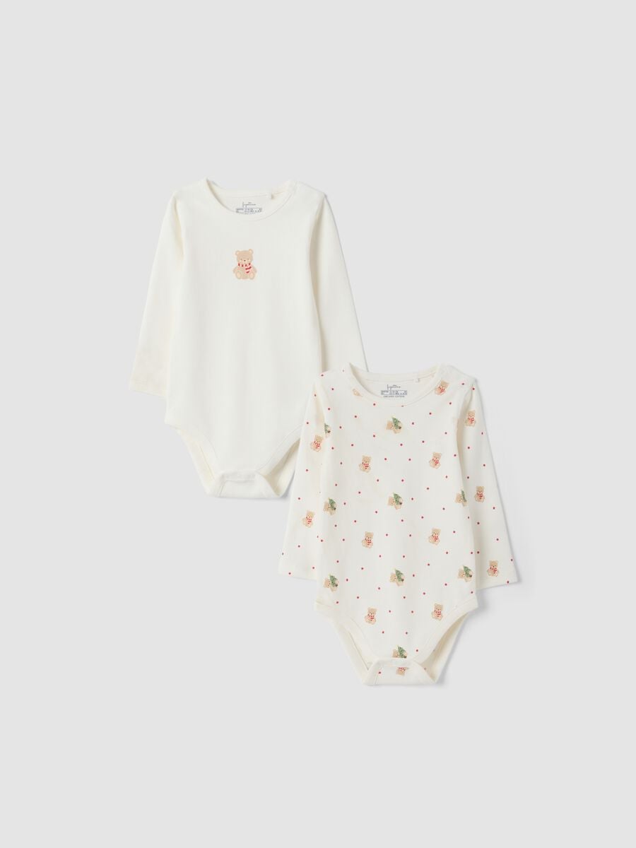 2-pack organic cotton crew-neck bodysuits in ivory white_0