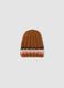 Cappello marrone in maglia con motivo a righe_0