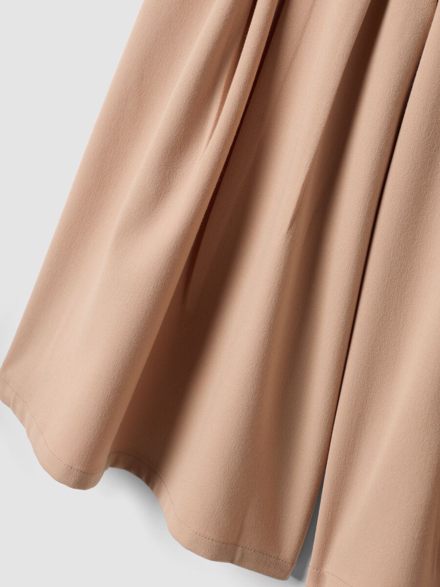 Beige formal wide-leg trousers in stretch viscose with pleats_3