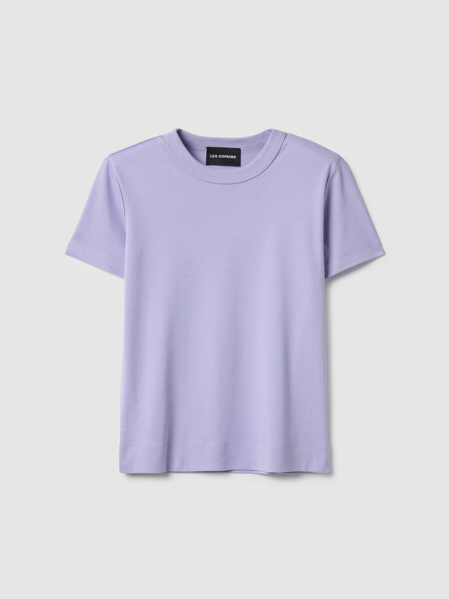 Purple short-sleeved cotton blend T-shirt regular fit_4