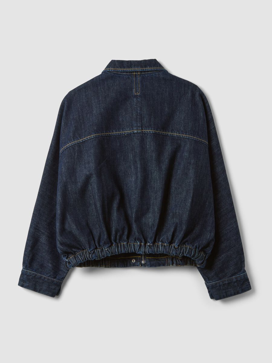 Blue pure cotton denim jacket with zip, oversized fit_6
