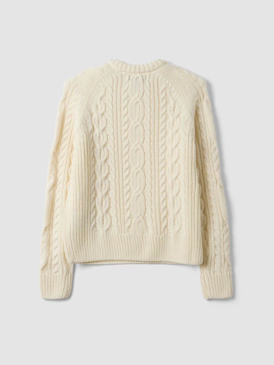 White wool-blend cable-knit crew-neck jumper_6