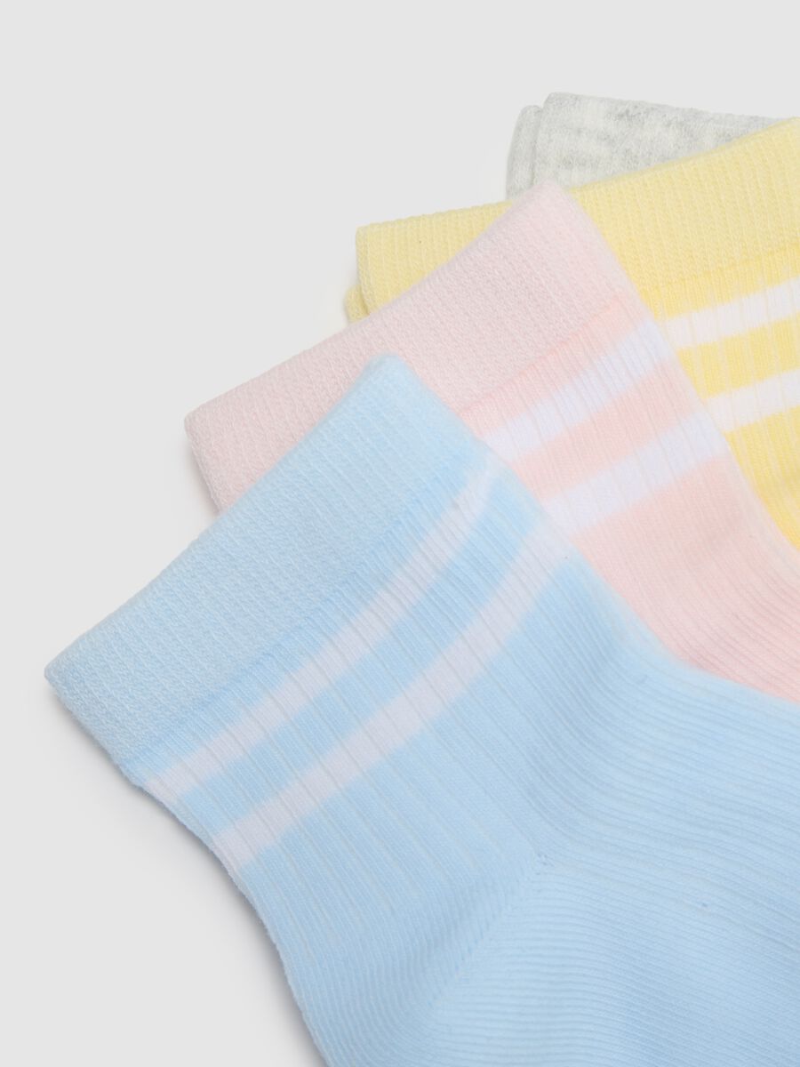 Multipack of short, stretch cotton socks in multicolour for girls_2