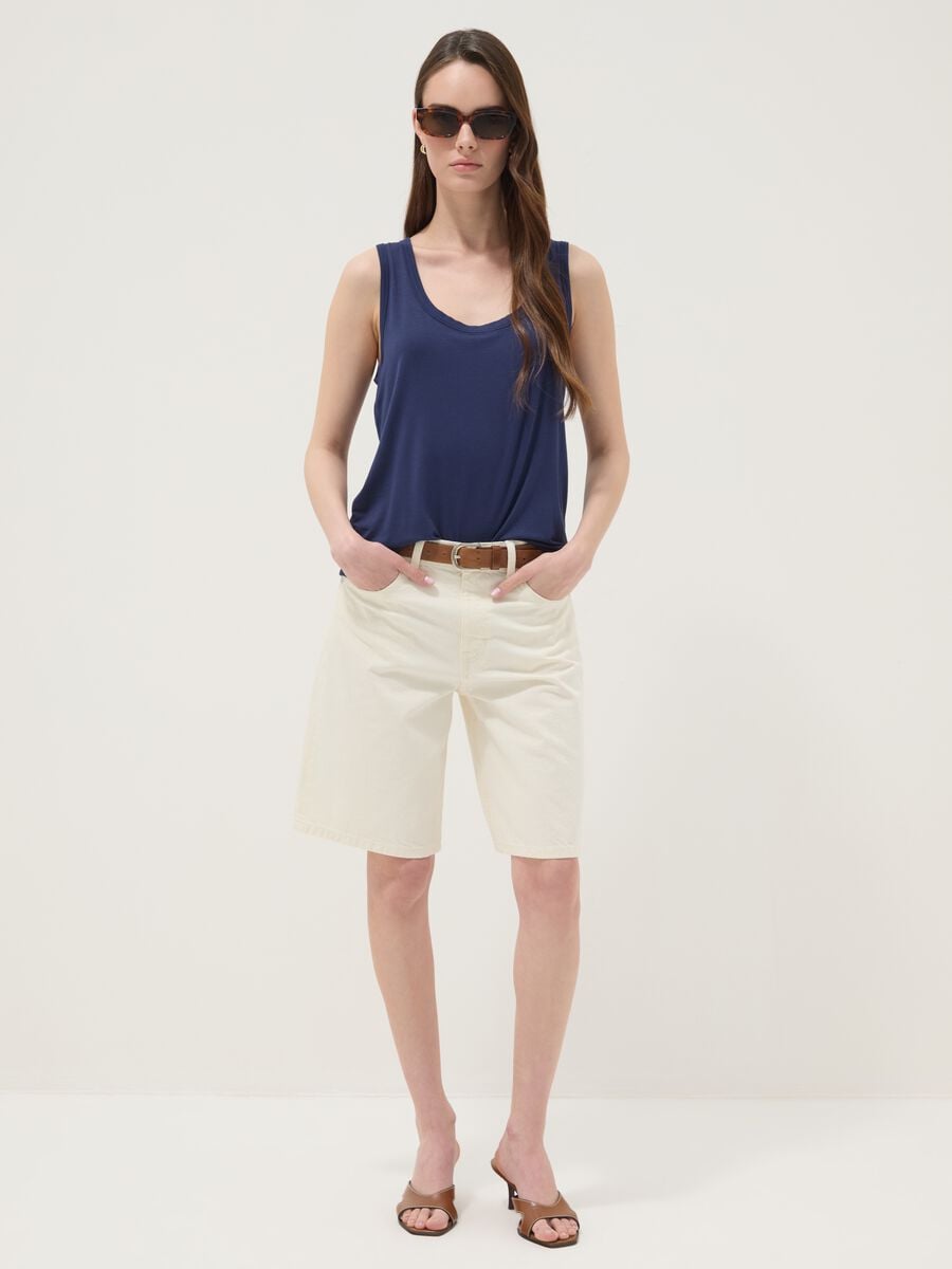 Camiseta de tirantes azul de viscosa el&aacute;stica_2