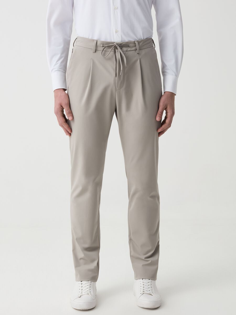 Pantalone slim fit stretch con coulisse OVS Tech_1