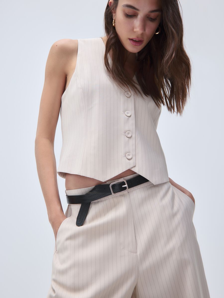 Slim fit beige waistcoat_0