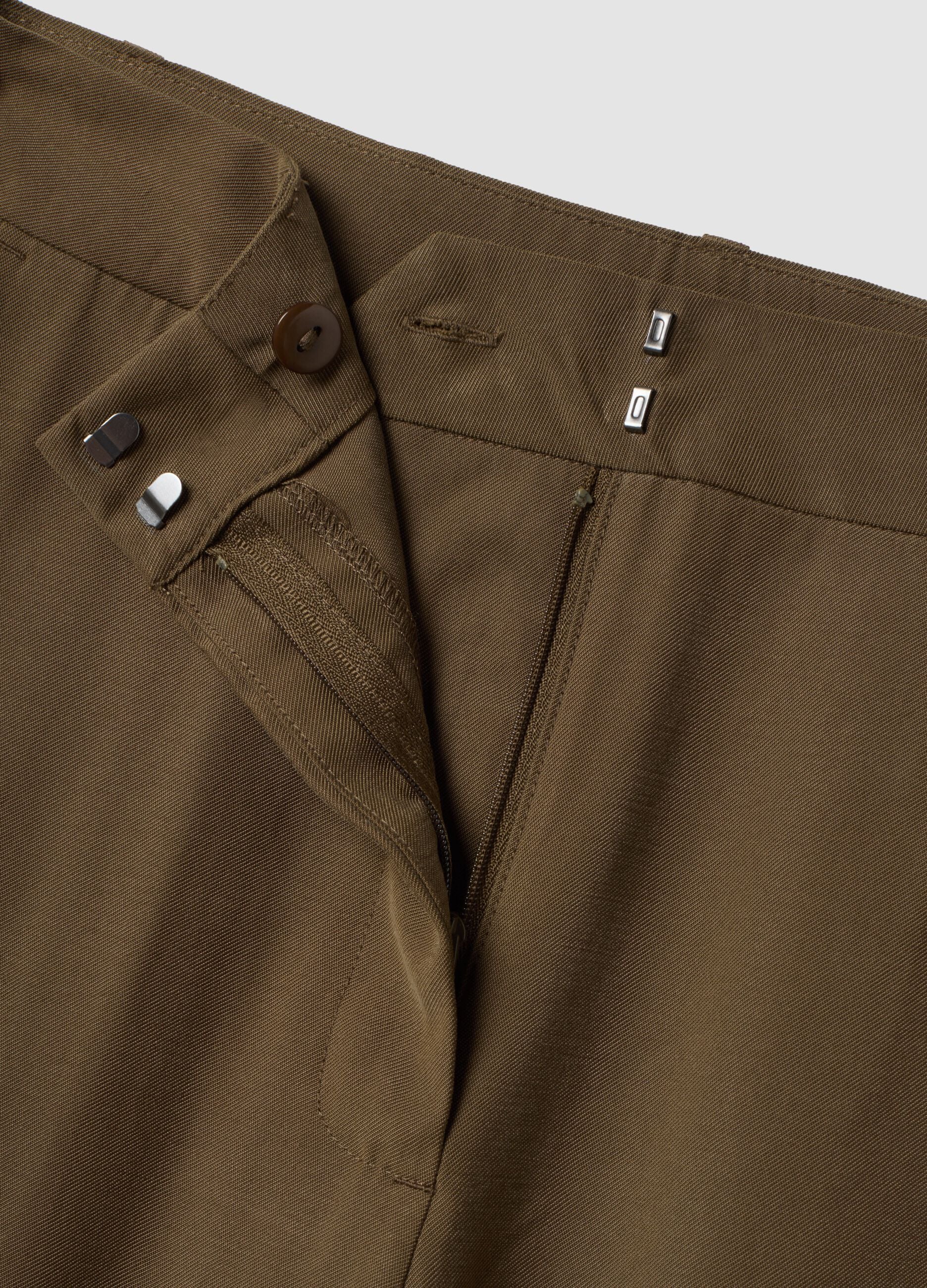 Green viscose-blend straight-leg trousers