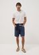 Blue linen-cotton blend five-pocket Bermuda shorts_0