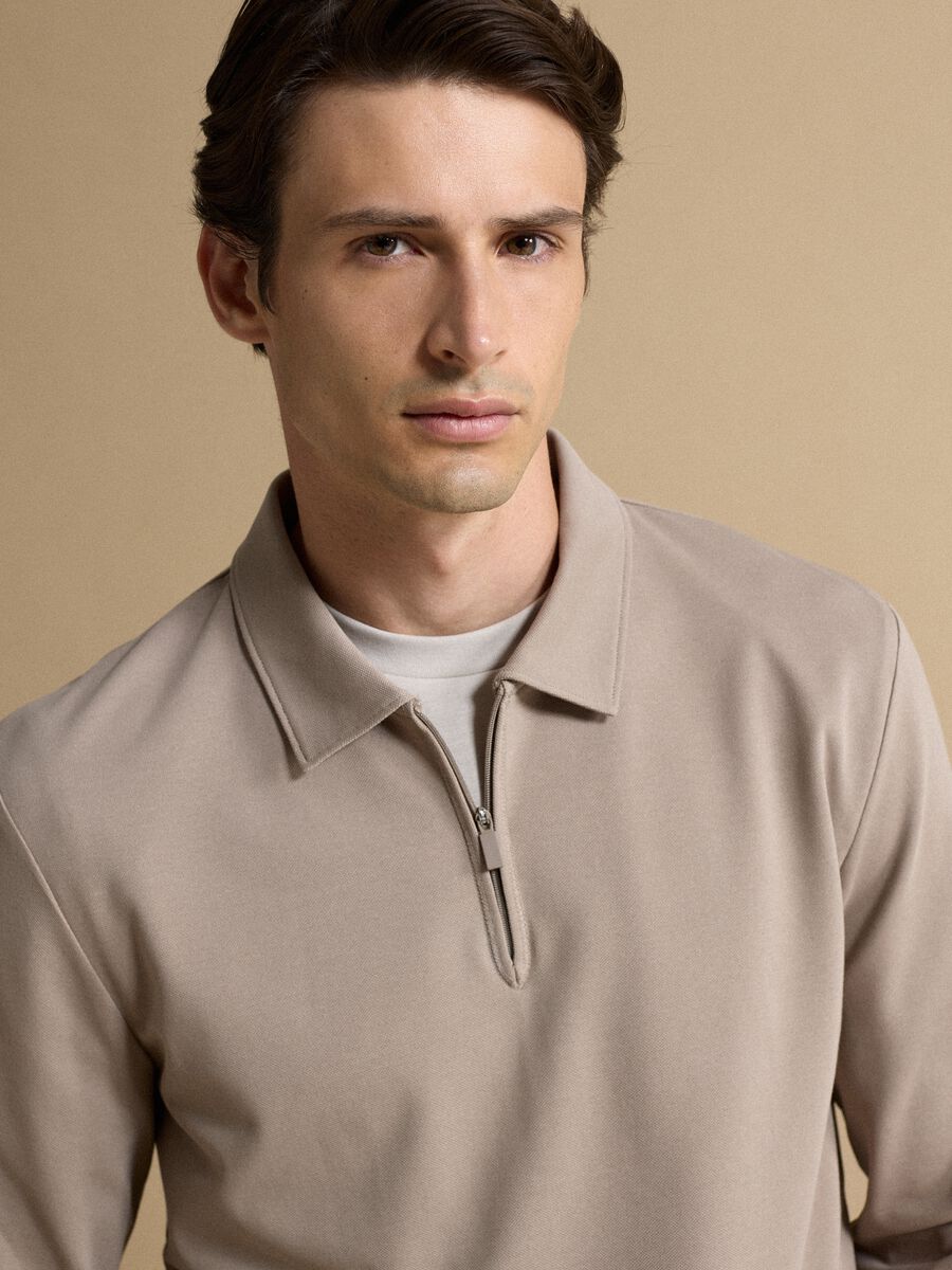 Grey stretch cotton-blend piqu&eacute; polo shirt, Easy Dry, regular fit_2