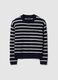 Blue jumper with white stripes in pure cotton regular fit_0