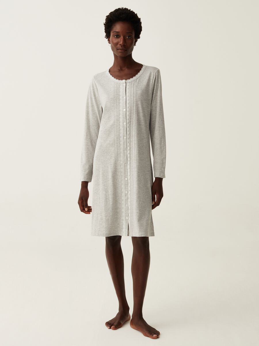 Viscose and cotton nightdress with lace_0