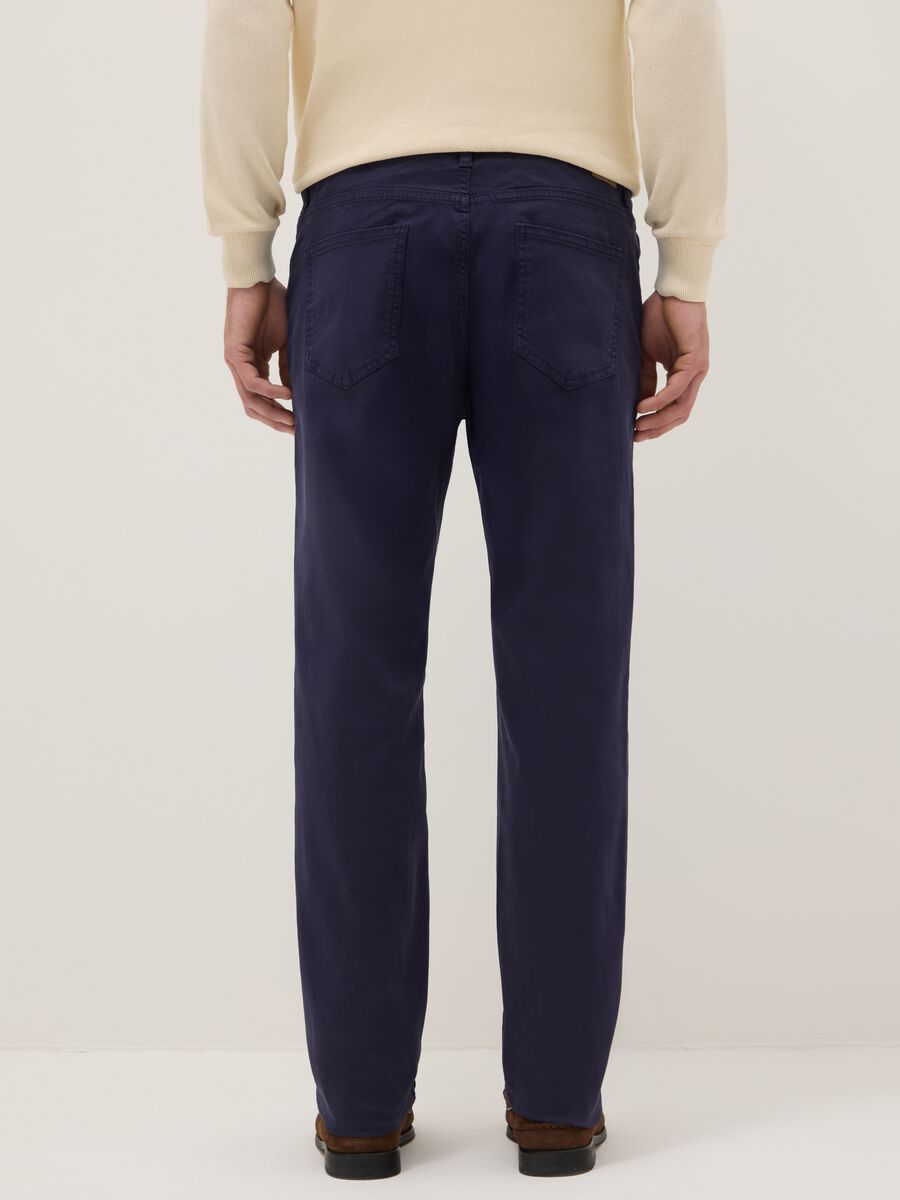 Slim Fit Elasticated Cotton Blue Trousers_2