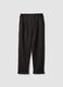 Brown regular-fit formal trousers in stretch viscose_0