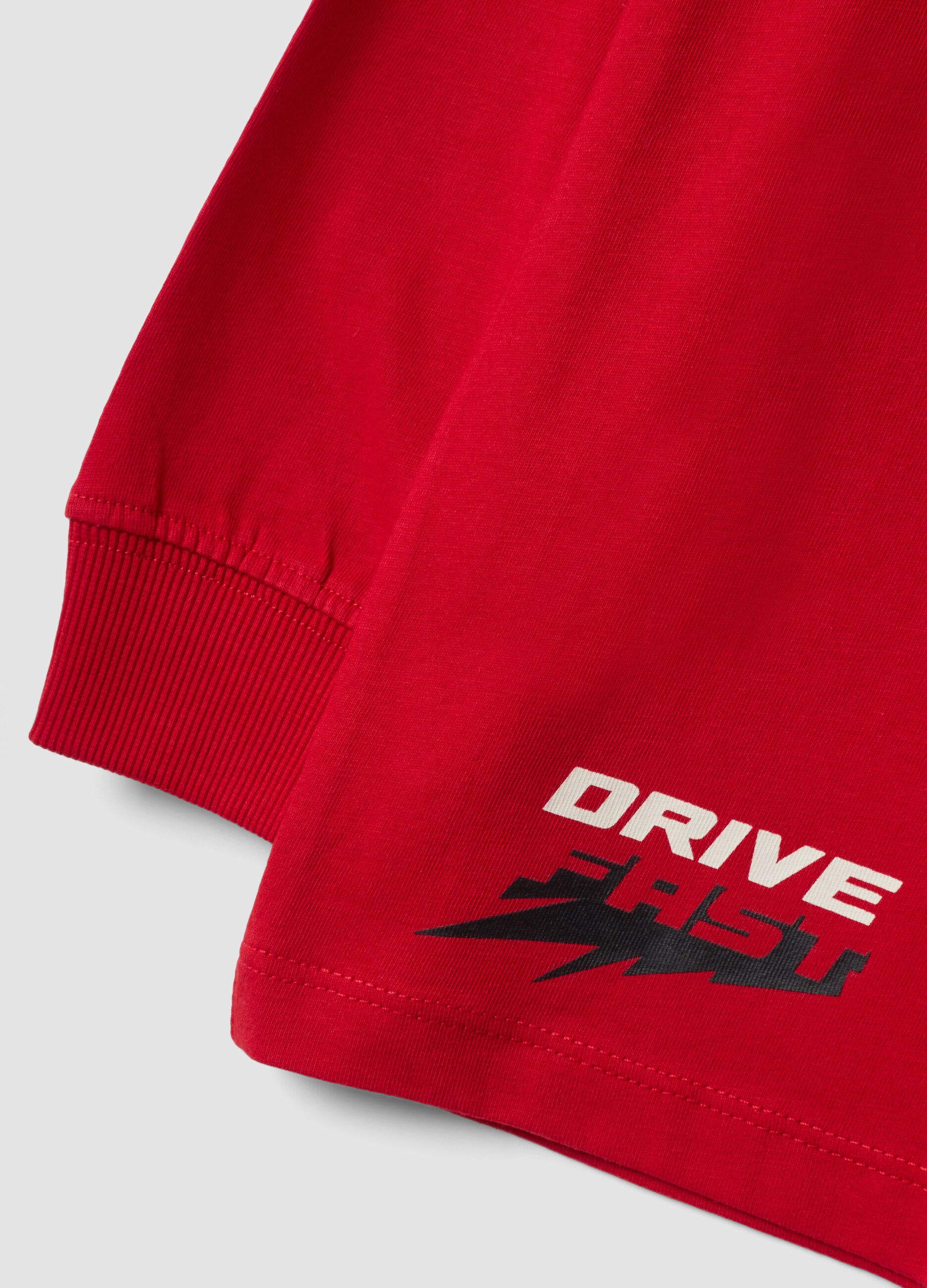 T-shirt rossa in puro cotone con girocollo e stampa Top Speed