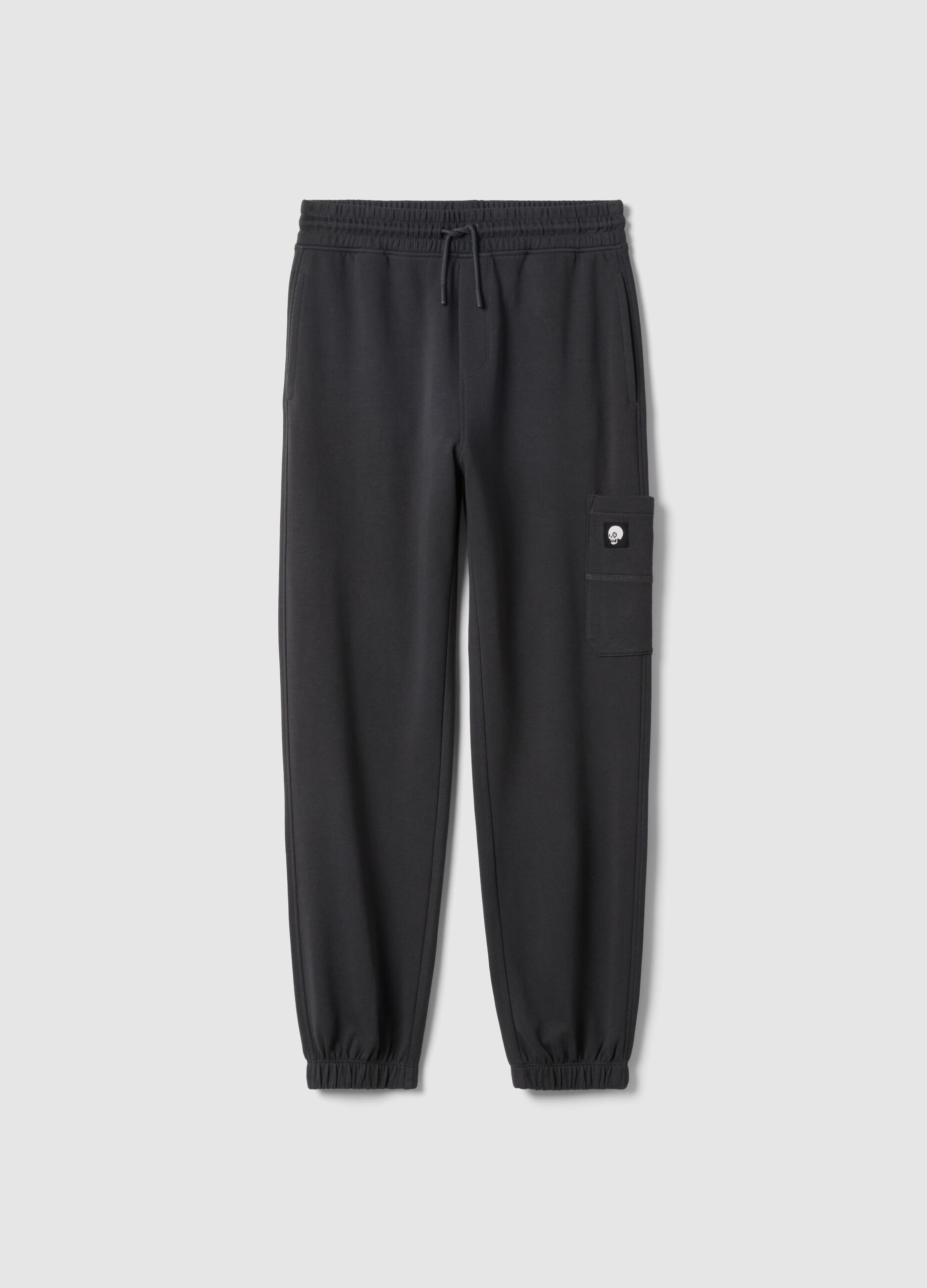 Boys' Black Over Fit Pure Cotton Joggers