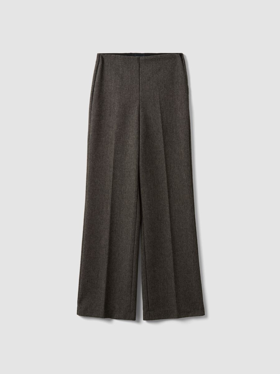 Grey wool-viscose blend flared trousers_4