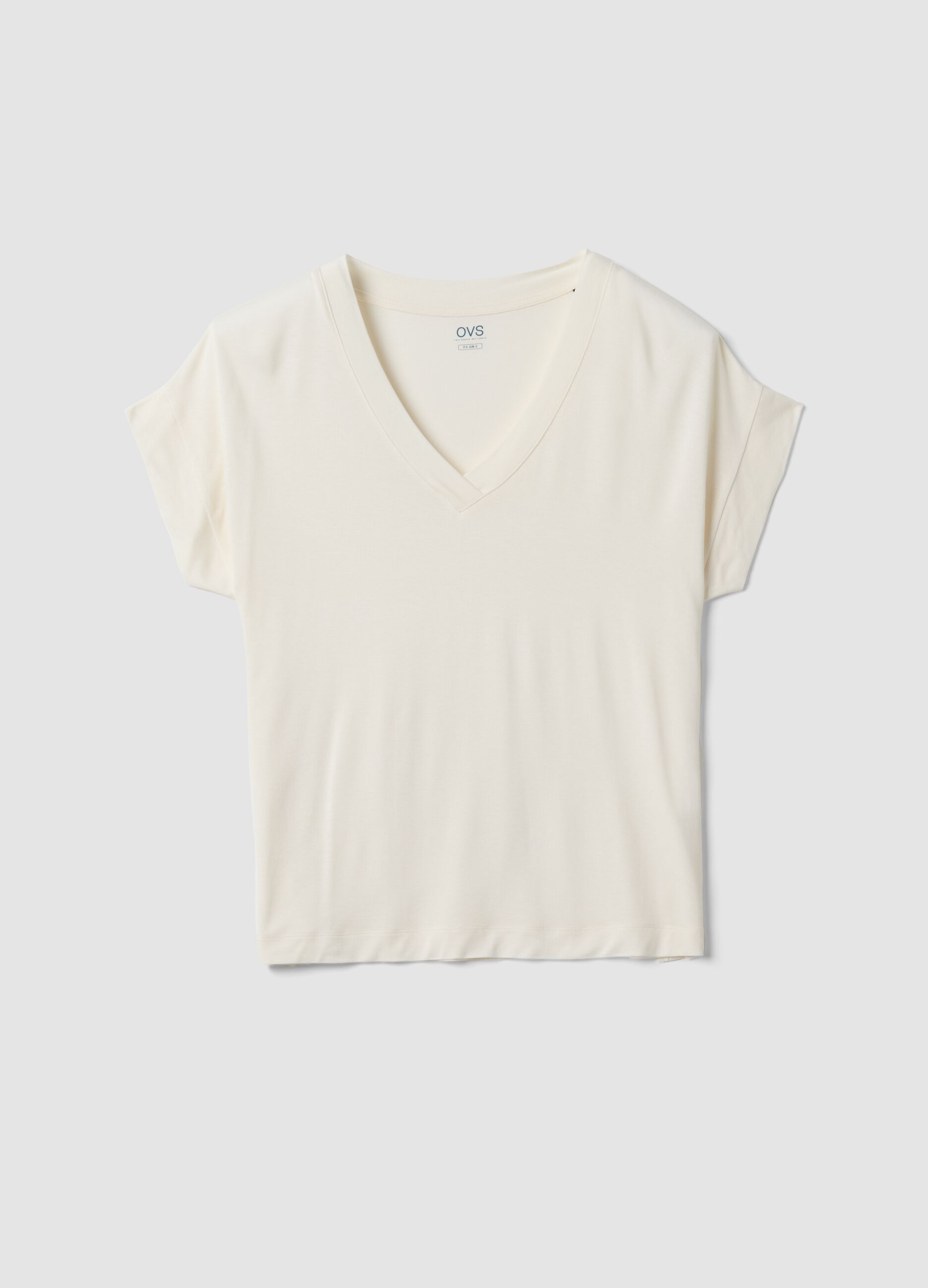 Wei&szlig;es T-Shirt aus elastischer Viskose, Regular Fit