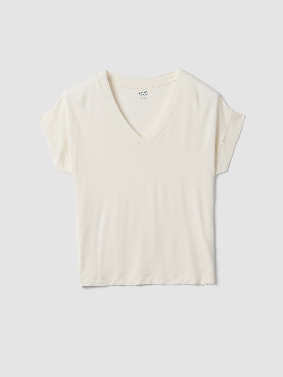 Wei&szlig;es T-Shirt aus elastischer Viskose, Regular Fit_4