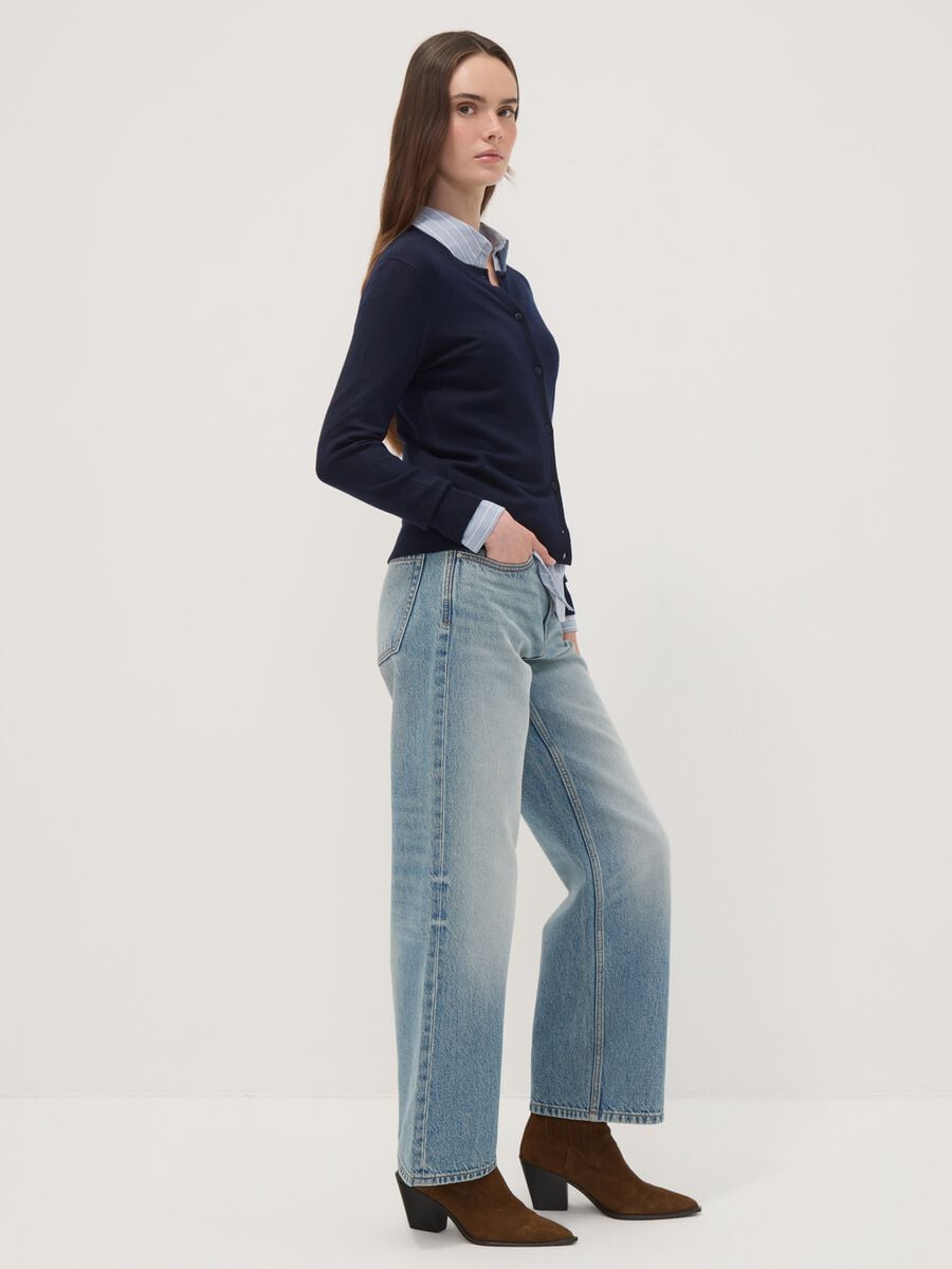 Regular-Fit blauer Cardigan mit Kn&ouml;pfen_1