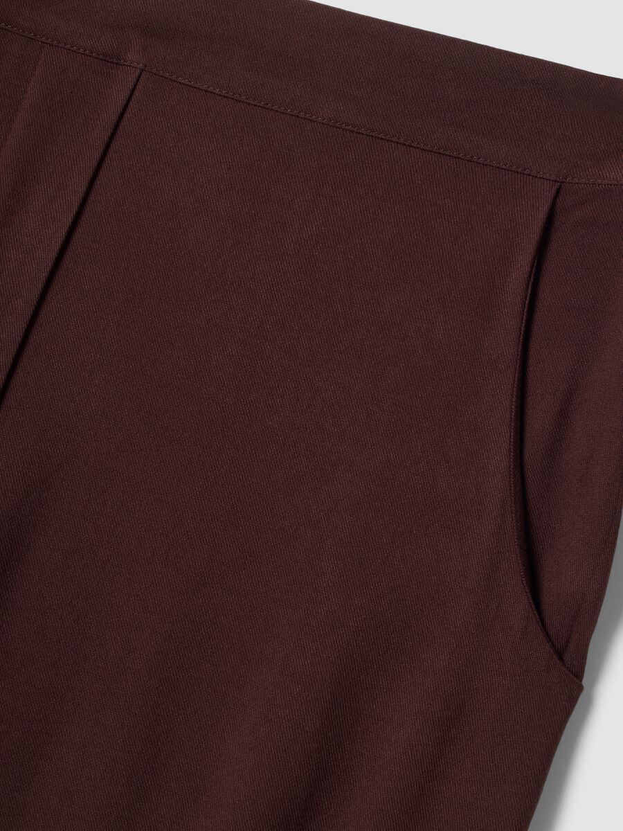 Brown pure viscose trousers with elasticated cuffs, regular fit_6