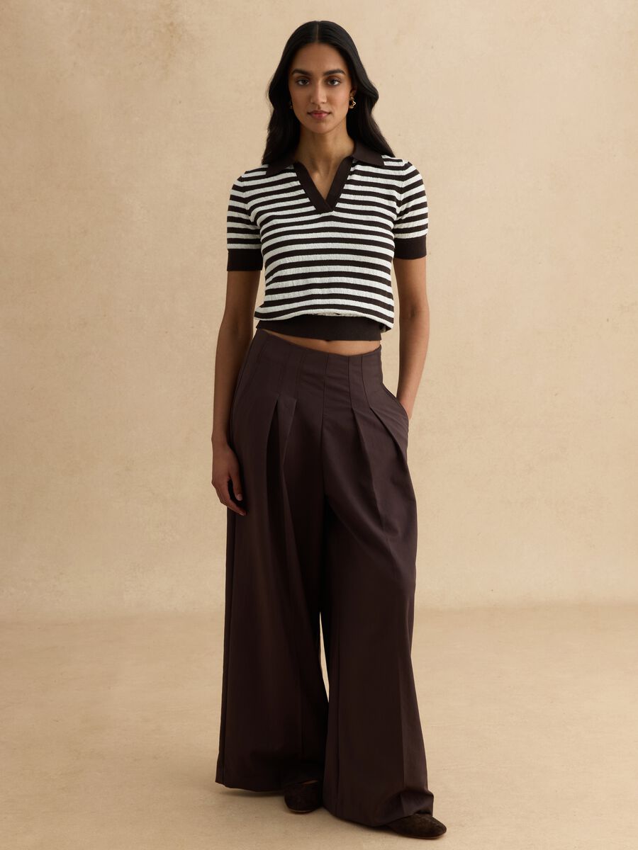 Multicoloured striped regular fit cotton blend sweater_1