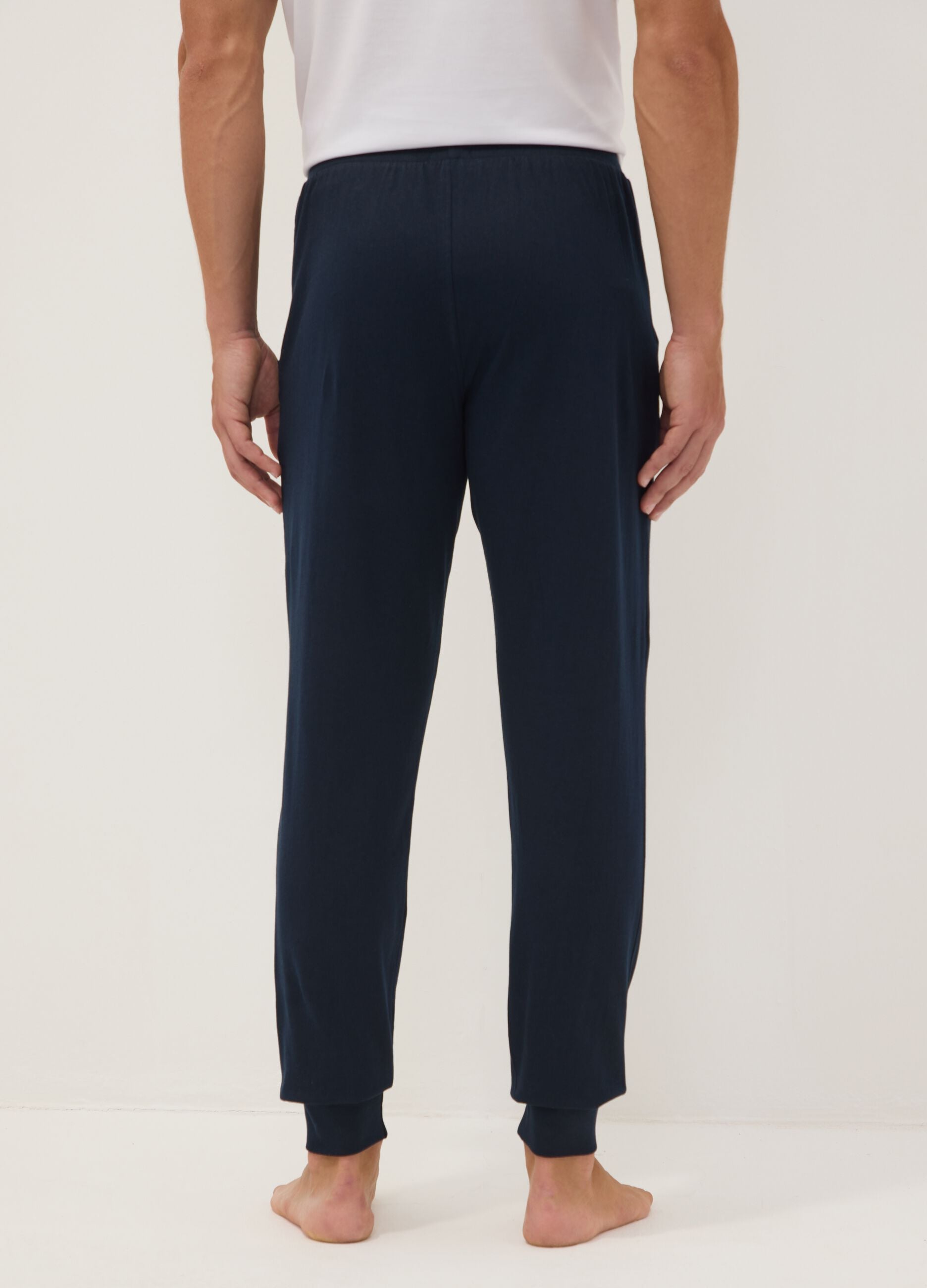 Blaue Pyjamahose aus Bio-Baumwolle mit Kordelzug