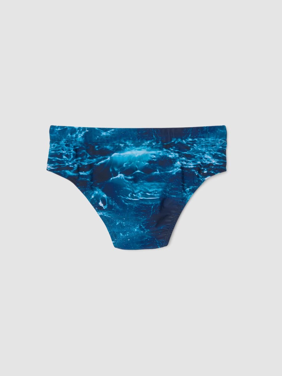 Blue Stretch Fabric Swim Briefs_1