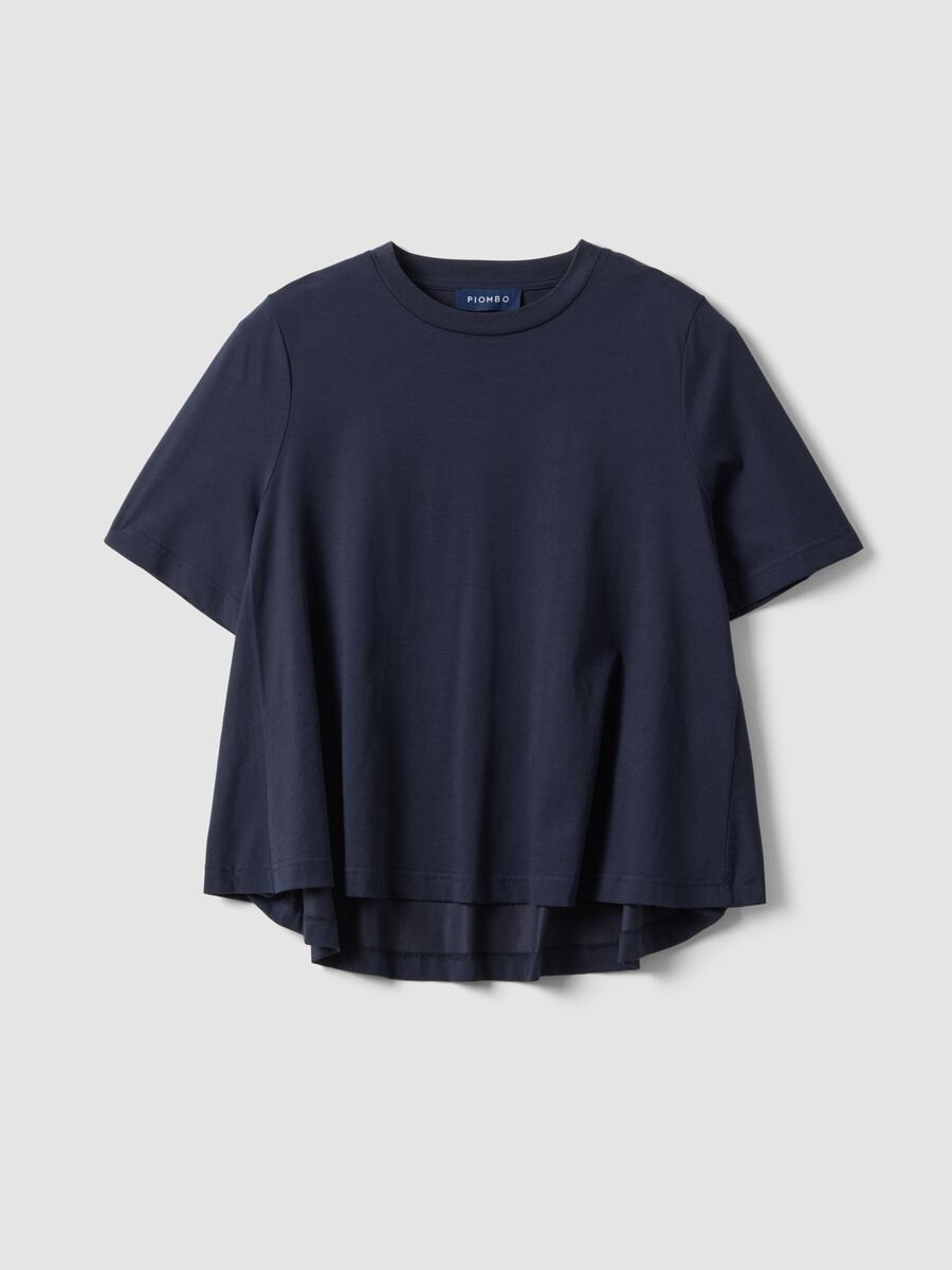 Blue cotton blend short sleeve T-shirt regular fit_4
