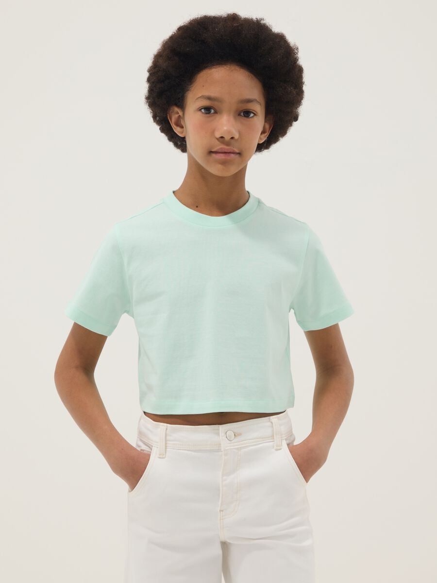 Gr&uuml;ne Boxy Fit T-Shirt aus reiner Baumwolle f&uuml;r M&auml;dchen_0