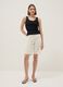 Beige wide leg pure cotton denim shorts_0