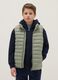 Green padded regular fit boys' gilet with hood_0