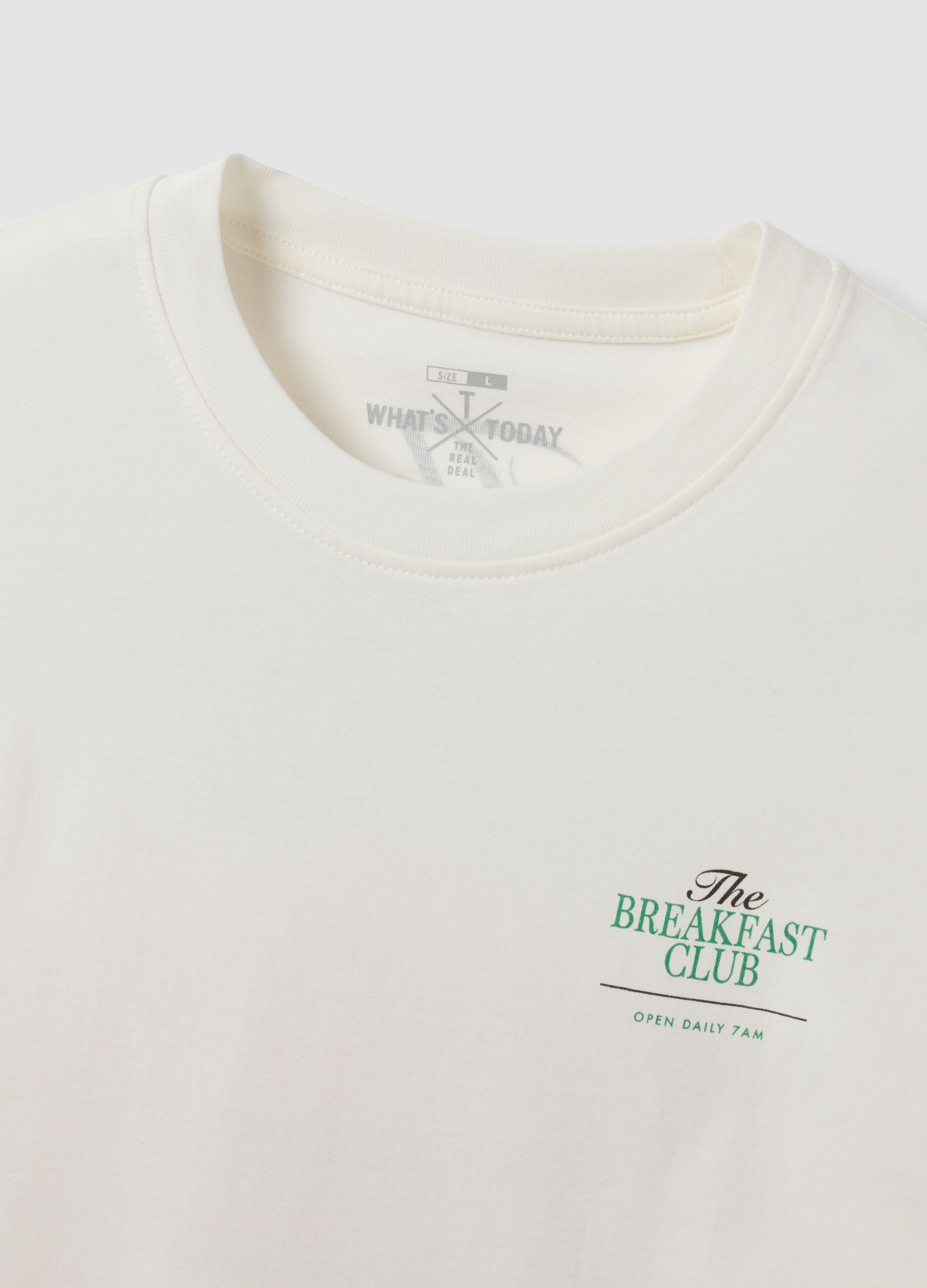 Wei&szlig;es T-Shirt aus reinem Baumwoll-Jersey mit Print, Regular Fit