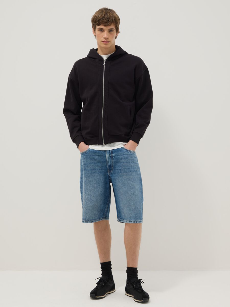 Blue pure cotton baggy denim shorts_0