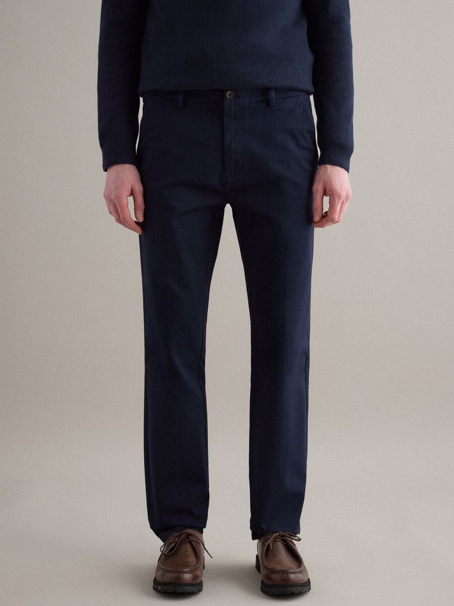 Slim fit blue stretch cotton chinos_1