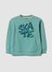 Sweatshirt com capuz azul em algod&atilde;o puro, corte oversized, com estampado e bolso canguru para menino_0