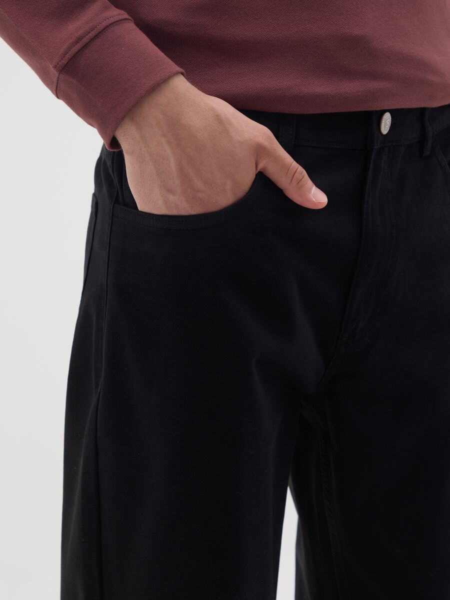 Black Regular Fit Pure Cotton Trousers_4