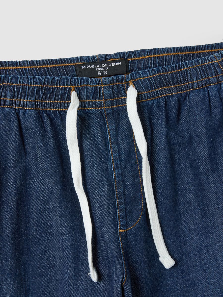 Blue Regular Fit Stretch Denim Cotton Jeans_5