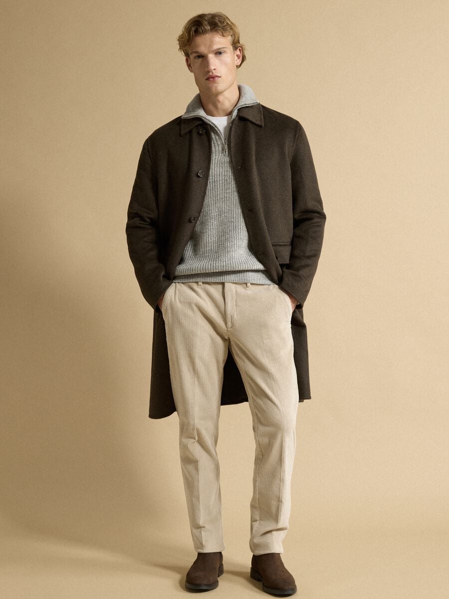 Green wool and viscose blend coat, regular fit_1