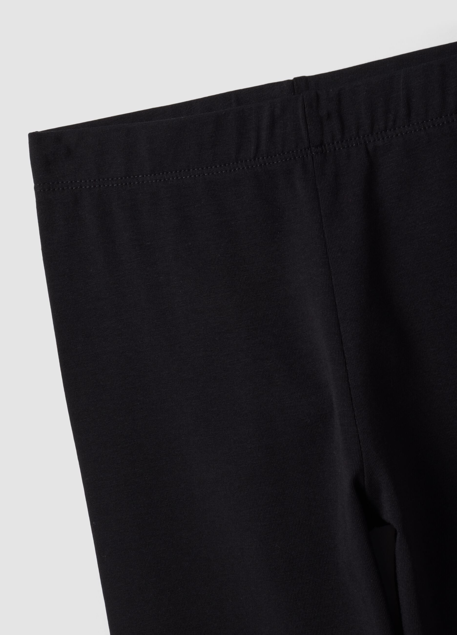 Black skinny leggings in stretch organic cotton blend for girls