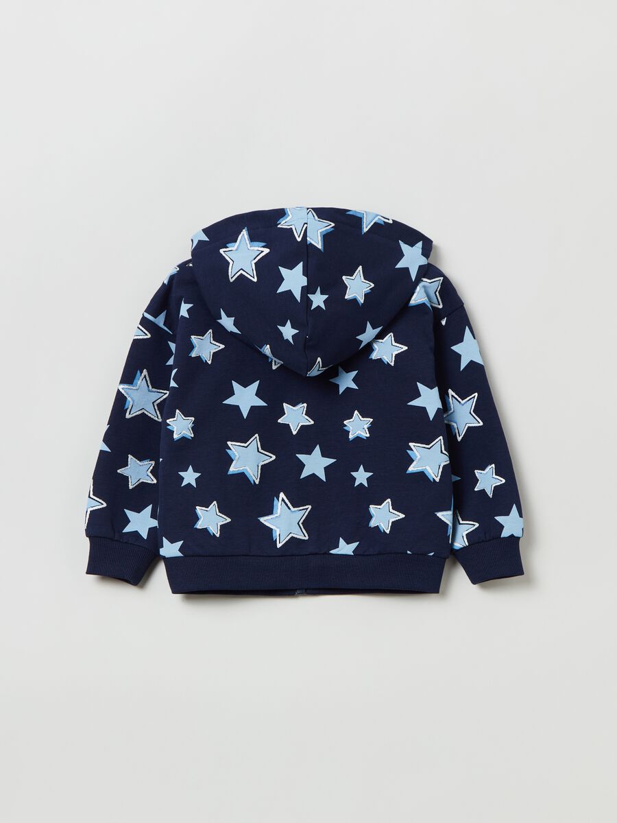 Full-zip sweatshirt with hood and glitter print_1