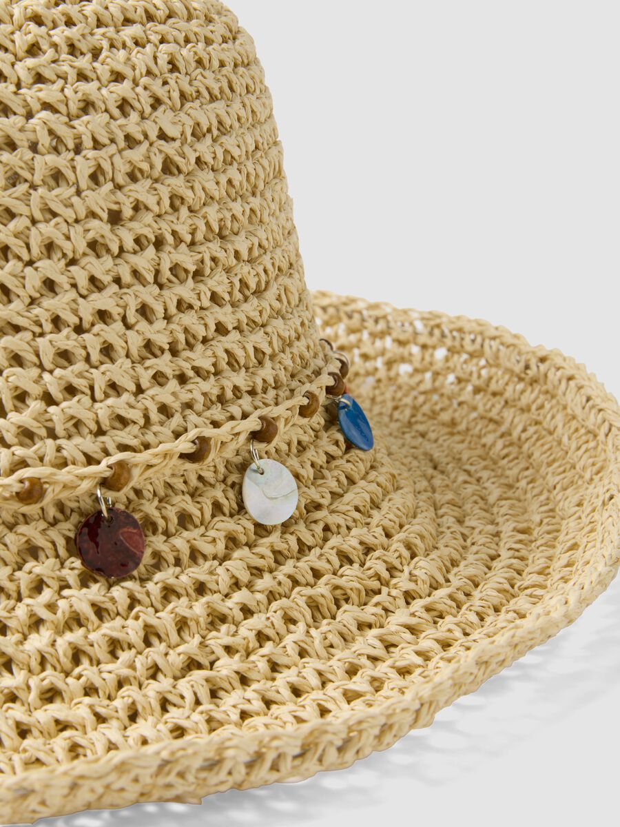 Beige cloche hat in pure paper fabric with stones_2